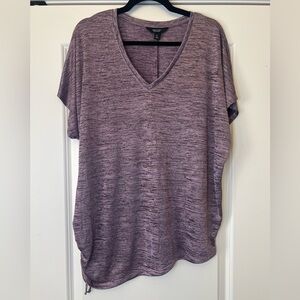 Simply Vera Vera Wang Metallic Heathered Purple Short Sleeve Light Weight Top XL